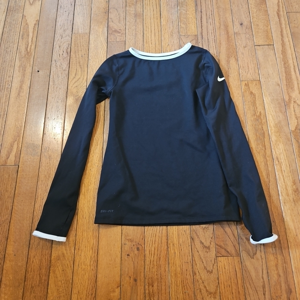 Nike Pro fitted black thermal Base Layer Fleece Lined sz youth Medium